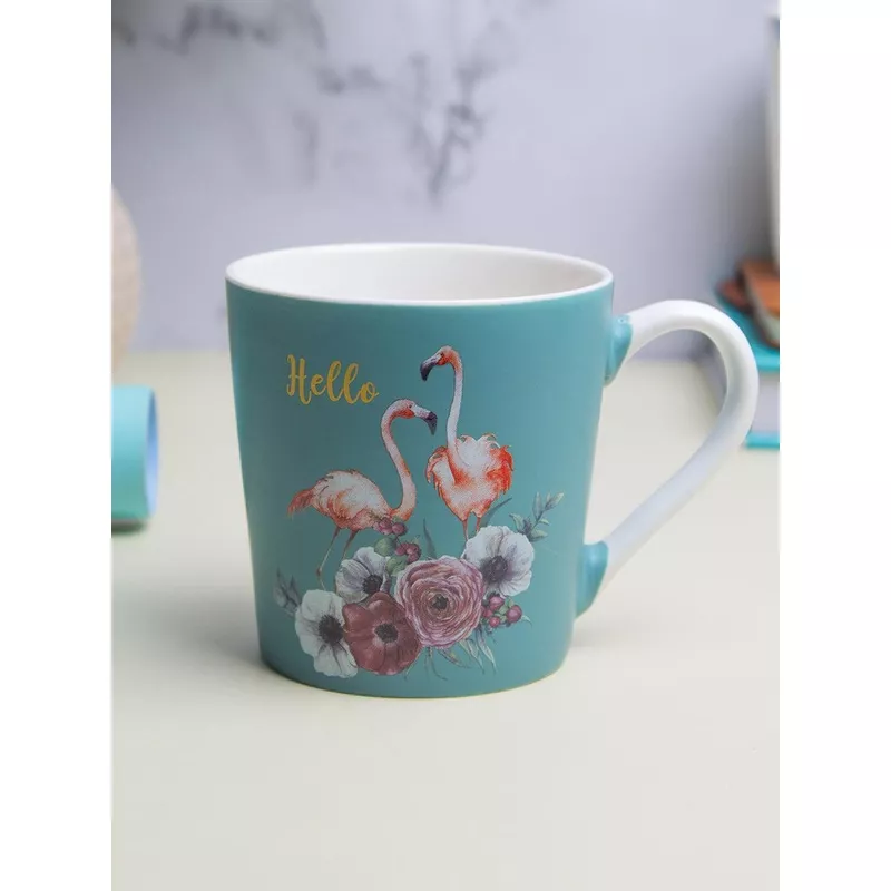 flamingo-theme-coffee-mug-400ml-turquoise Flamingo Theme Coffee Mug – 400mL, Turquoise
