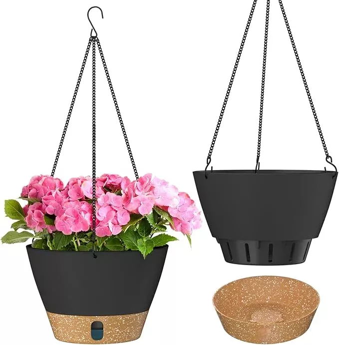 zmtech-hanging-planters-indoor-plants-set-2-self-watering-hanging-pots-hanging-b ZMTECH Hanging Planters for Indoor Plants Set of 2 Self Watering Hanging Pots Hanging Baskets Hanging Flower Pots for Outdoor Hanging Plants(8 Inch, Green)